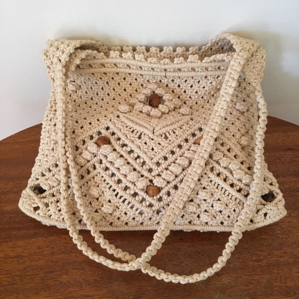 Vintage Macrame Shoulder Bag Purse